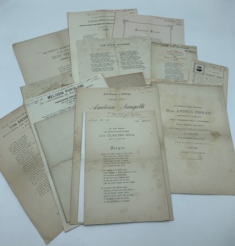 Raccolta di fogli a stampa con versi e poesie d'occasione e patriottiche di Pasquale Contini